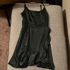 Elegant Dark Green Satin Dress